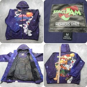 Space Jam Jacket‎ Mens Medium Purple Tune Squad Graphic Lightweight Packable